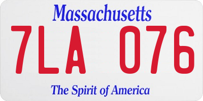 MA license plate 7LA076