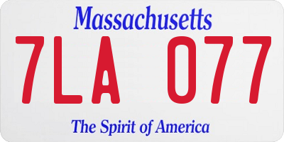 MA license plate 7LA077