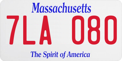 MA license plate 7LA080