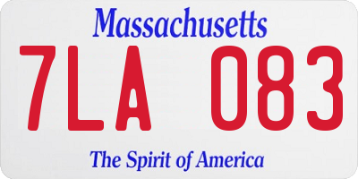 MA license plate 7LA083
