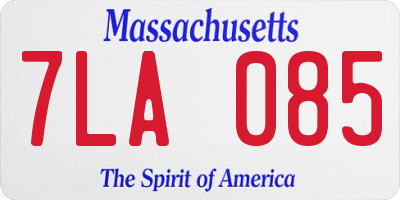 MA license plate 7LA085