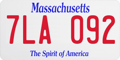 MA license plate 7LA092