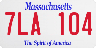 MA license plate 7LA104