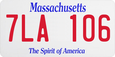 MA license plate 7LA106