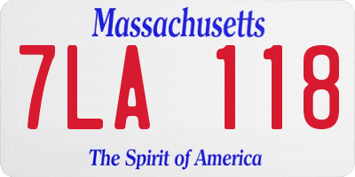 MA license plate 7LA118