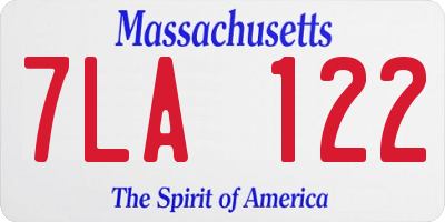 MA license plate 7LA122