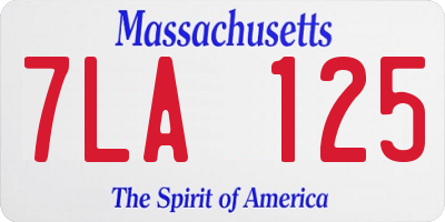 MA license plate 7LA125