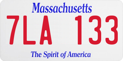 MA license plate 7LA133