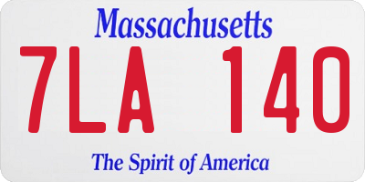 MA license plate 7LA140