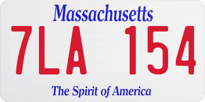 MA license plate 7LA154