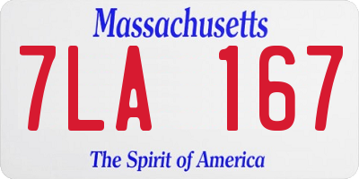 MA license plate 7LA167