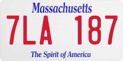 MA license plate 7LA187