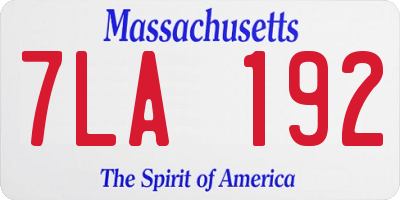 MA license plate 7LA192