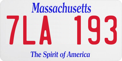 MA license plate 7LA193