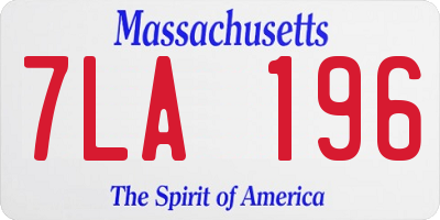 MA license plate 7LA196