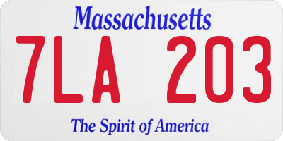 MA license plate 7LA203