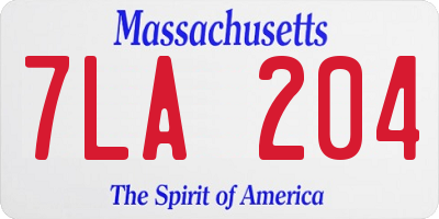 MA license plate 7LA204