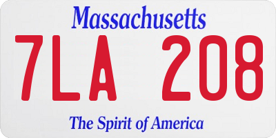 MA license plate 7LA208