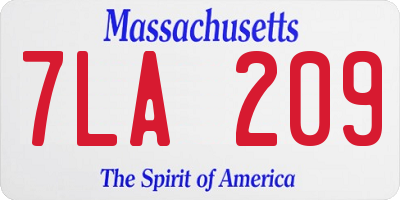 MA license plate 7LA209