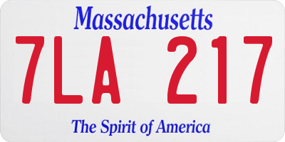 MA license plate 7LA217