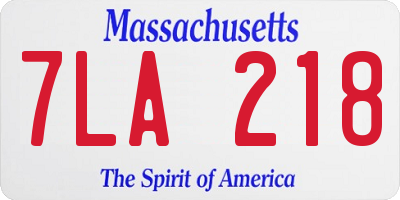 MA license plate 7LA218