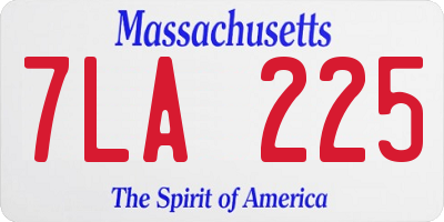 MA license plate 7LA225