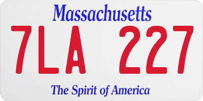 MA license plate 7LA227