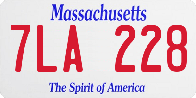 MA license plate 7LA228