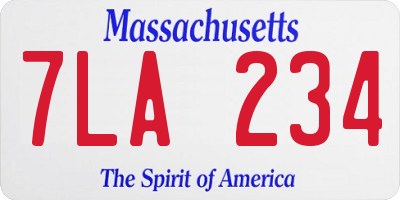 MA license plate 7LA234