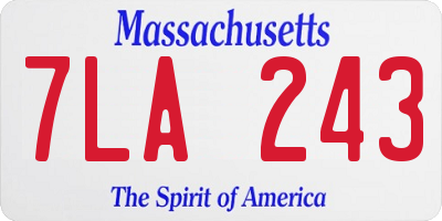 MA license plate 7LA243