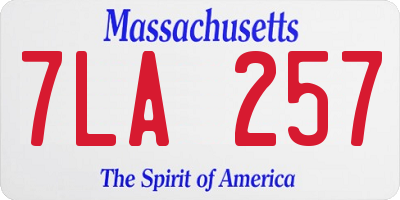 MA license plate 7LA257