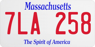 MA license plate 7LA258
