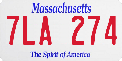 MA license plate 7LA274