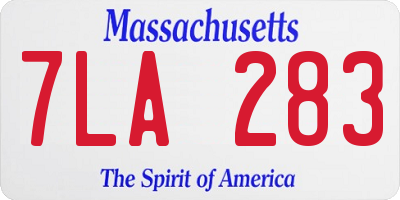 MA license plate 7LA283
