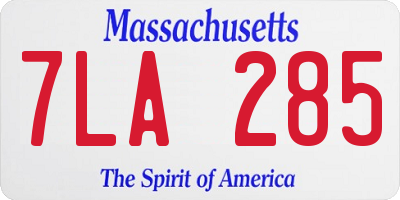 MA license plate 7LA285