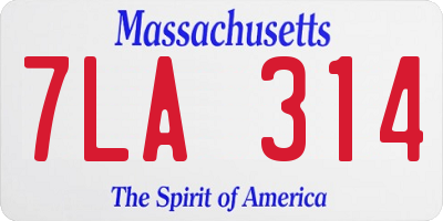 MA license plate 7LA314