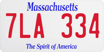 MA license plate 7LA334