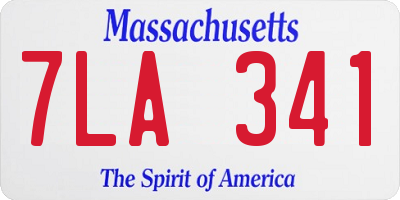MA license plate 7LA341