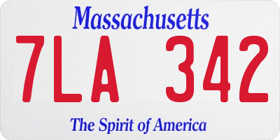 MA license plate 7LA342