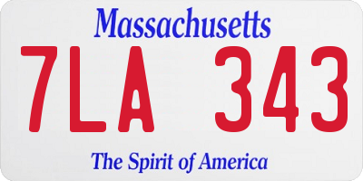 MA license plate 7LA343
