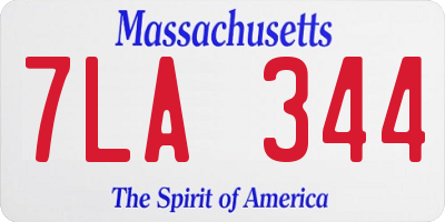 MA license plate 7LA344
