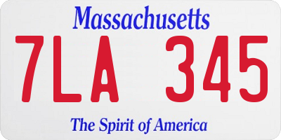MA license plate 7LA345