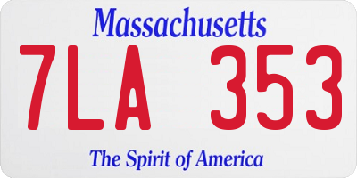 MA license plate 7LA353