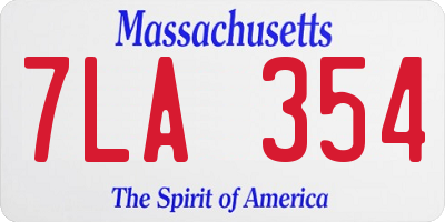 MA license plate 7LA354