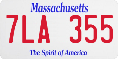 MA license plate 7LA355