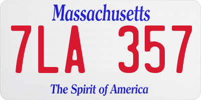 MA license plate 7LA357