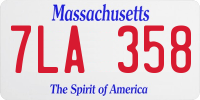 MA license plate 7LA358