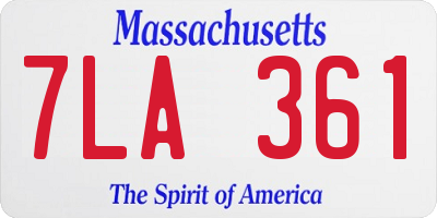 MA license plate 7LA361