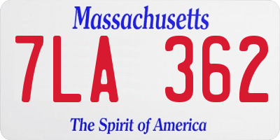 MA license plate 7LA362