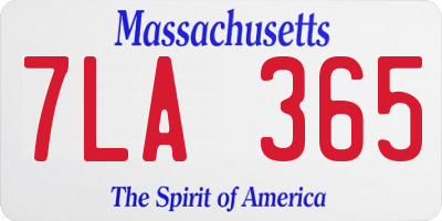 MA license plate 7LA365